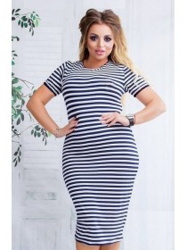 Платье в полоску батал Стелла