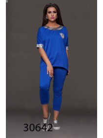 Жіночий батальний спортивний костюм з футболкою синій