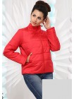 Стильная короткая женская куртка на синтепоне с воротником стойка 822955-58