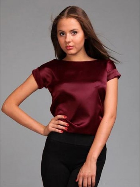 Атласна блуза з коротким рукавом "LADY GR" 8 кольорів