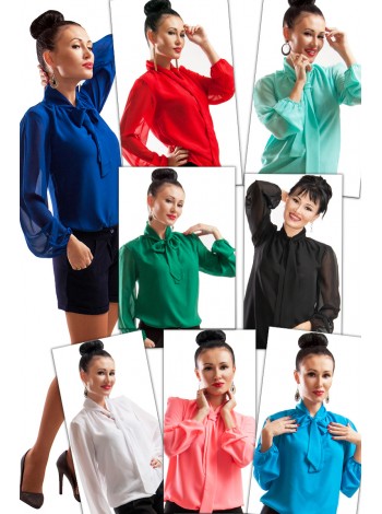 Шифонова класична блуза "PIANO", 7 кольорів