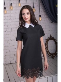 Коротка чорна сукня з білим коміром "Леді"