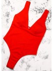 Красный сдельный купальник с декольте XS, S, M