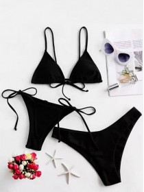 Черный купальник треугольник с двумя плавками