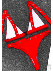 Белый женский купальник треугольник с пряжками 