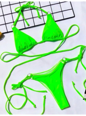 Неоновый зеленый регулируемый купальник бикини