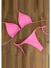 Розовый женский купальник-шторки на завязках 