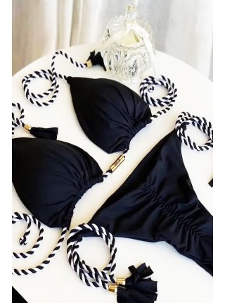 Помаранчевий жіночий купальник-шторки на зав'язках зі збіркою