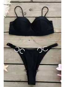 Чорний жіночий купальник анжеліка з плавками бразиліана 