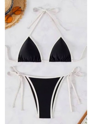 Женский голубой купальник треугольник на завязках бразилиана