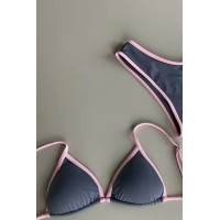 Серый с розовым женский купальник треугольник с чашками бразилиана