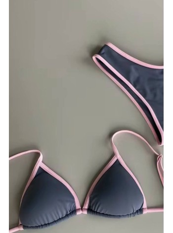 Серый с розовым женский купальник треугольник с чашками бразилиана