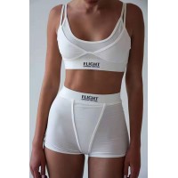 Белый женский комплект белья топ с шортами на резинке