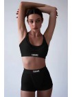 Черный спортивный комплект белья топ с шортами на резинке