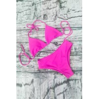 Розовый женский купальник-треугольник с чашками