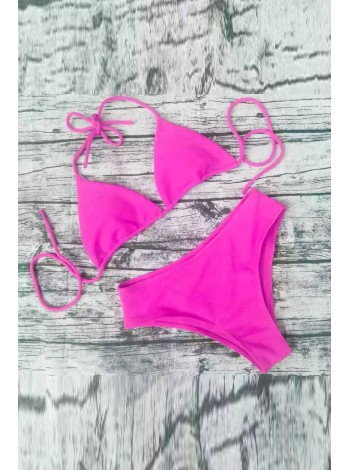 Розовый женский купальник-треугольник с чашками