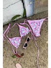 Розовый купальник шторки на завязках Hello Kitty
