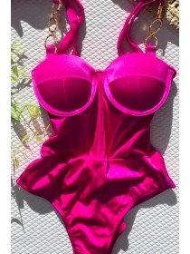 Неоновий рожевий суцільний купальник анжеліка бразиліана